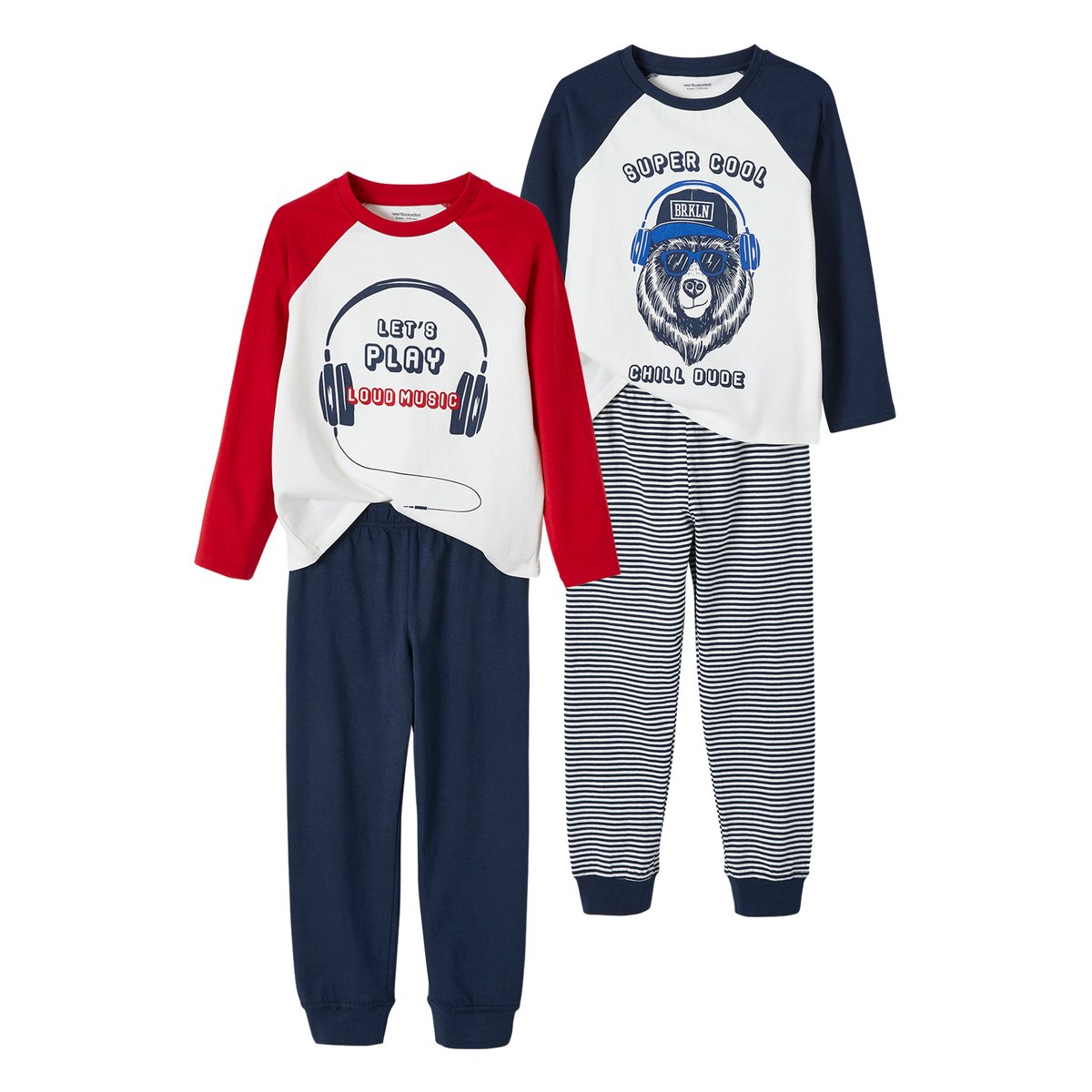 Lot de 2 pyjamas musique Oeko-Tex® ivoire, VERTBAUDET