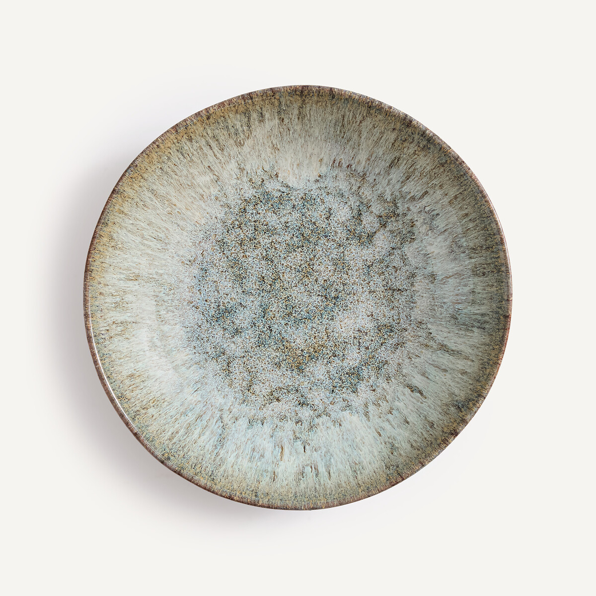 Lot de 4 assiettes creuses, en grès émaillé réactif, DÉNIA vert de gris, AM.PM