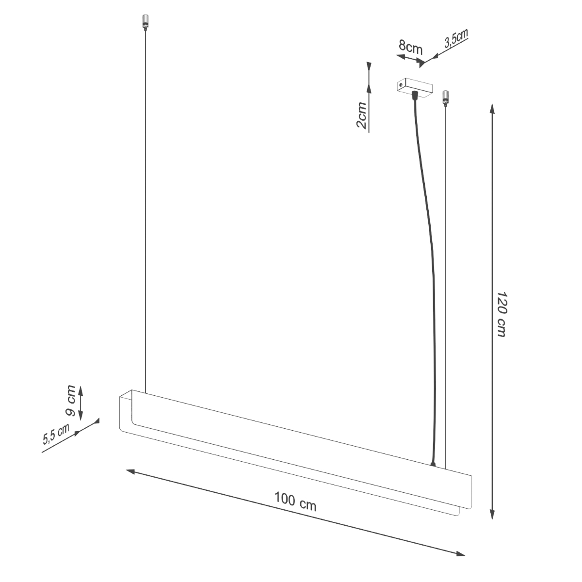 Suspension Acier Doré G13 1 Spark jaune, EDEN