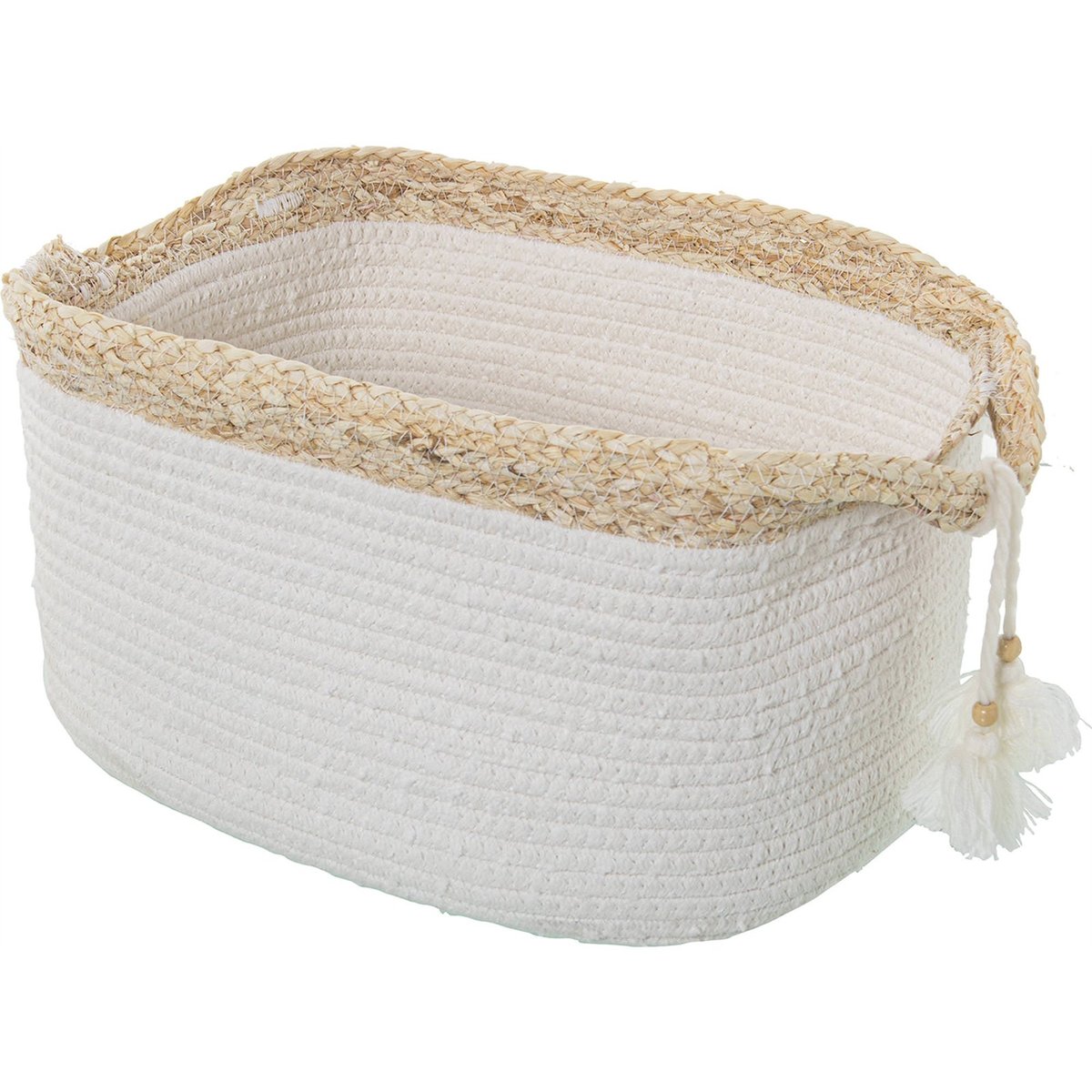 Paniers en osier et coton (lot de 3) blanc naturel avec accents osier, RECOLLECTION