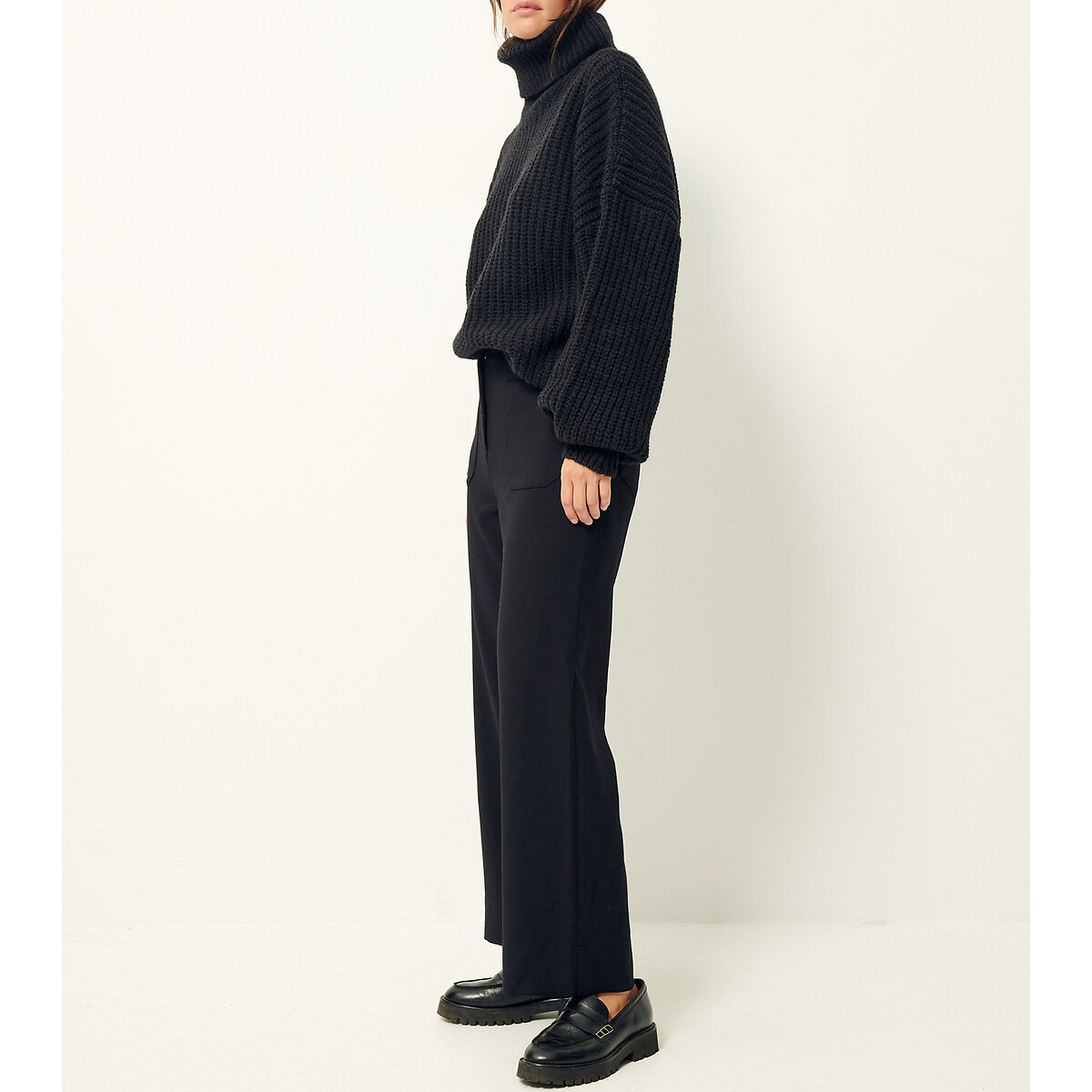 Pantaloni larghi vita alta nero , SESSUN