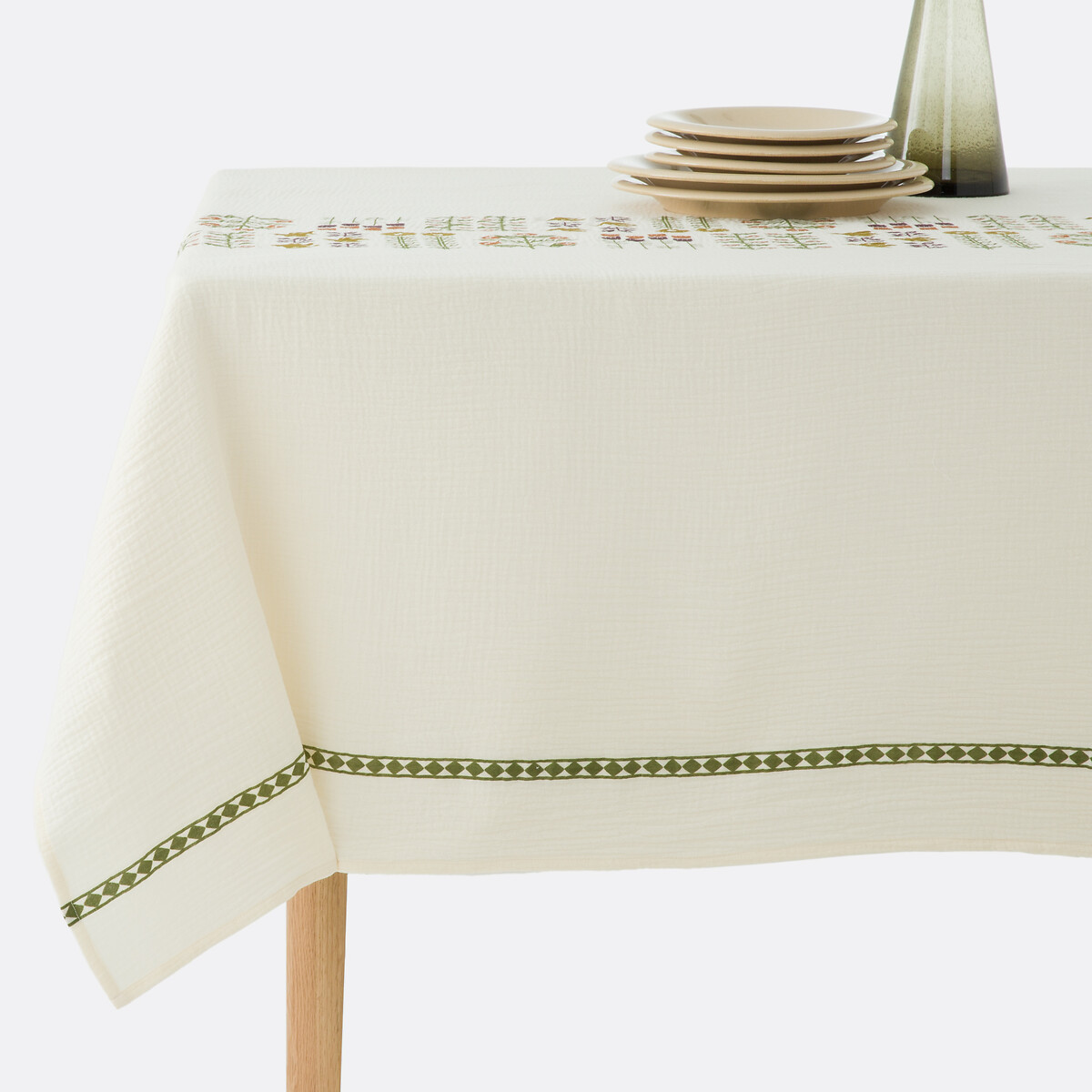 Toalha de mesa em gaze de algodão estampada, Anselme cru estampado, LA REDOUTE INTERIEURS