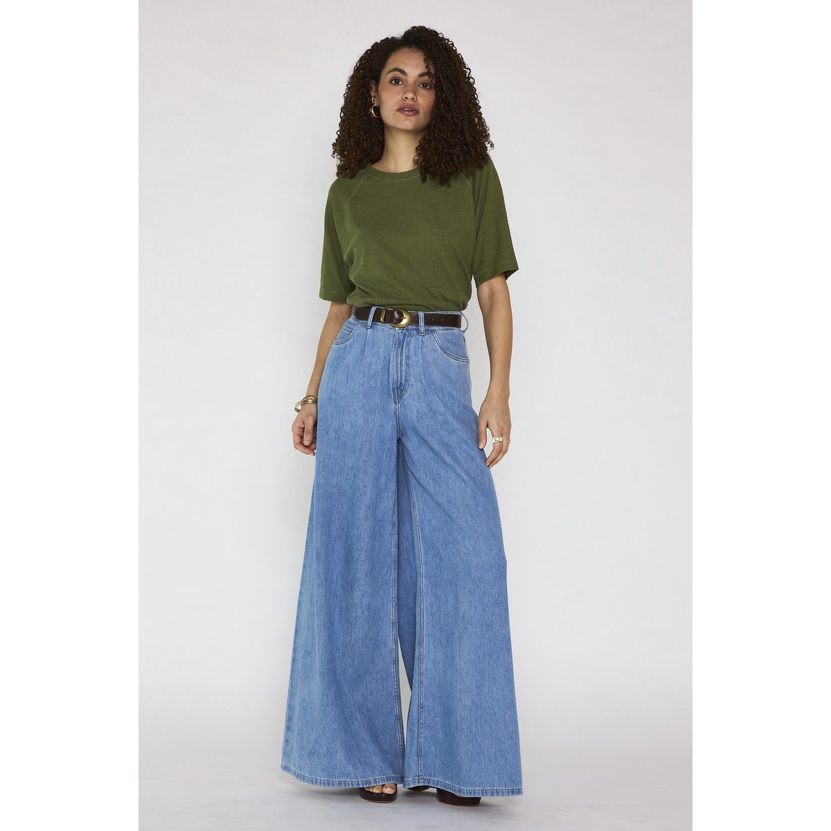 T-shirt manches courtes en chanvre et coton LIGHT vert, Maison 123