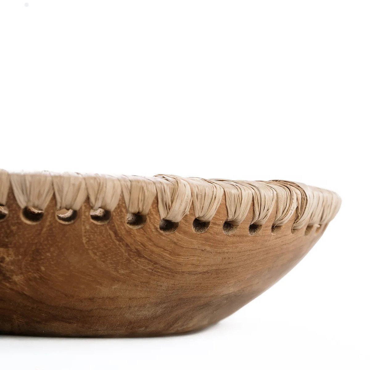 Bol en teck et raphia LIKE ME beige, BAZAR BIZAR
