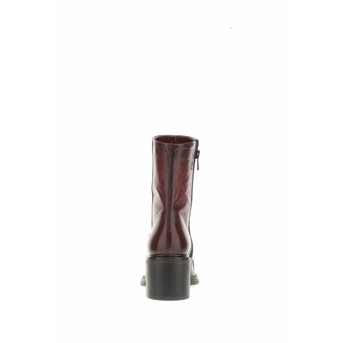 Ruched Leather Ankle Boots with Pointed Toe red, MJUS