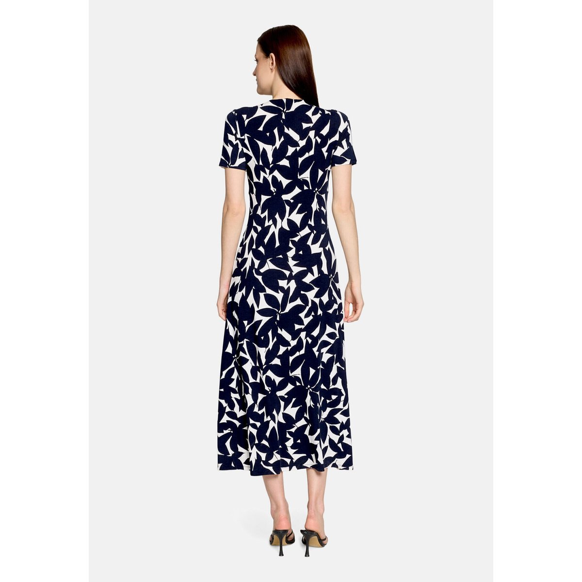 Robe longueur midi à fronce bleu/blanc, BETTY BARCLAY