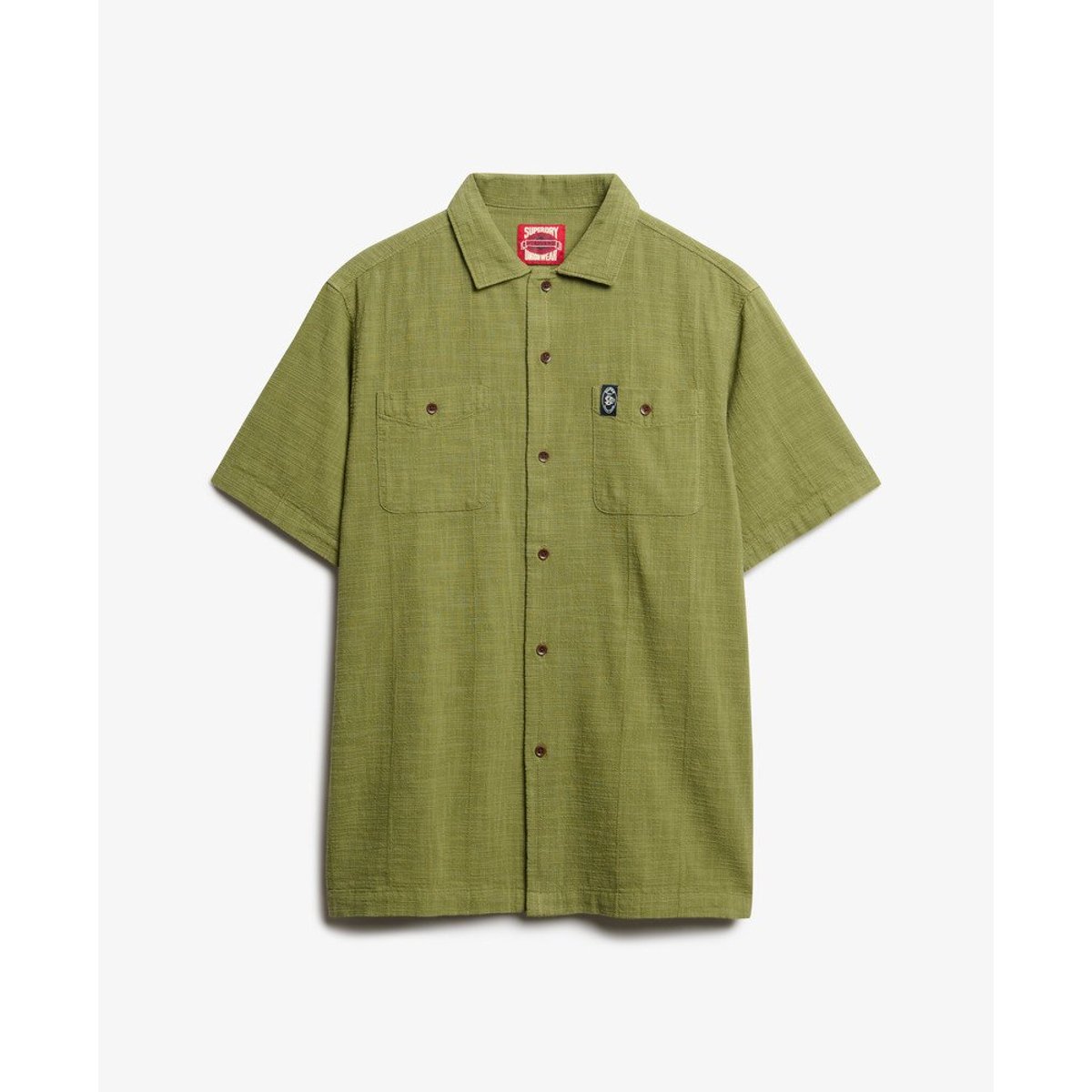 The Merchant Store - Chemise texturée à manches courtes sauge brûlée, SUPERDRY