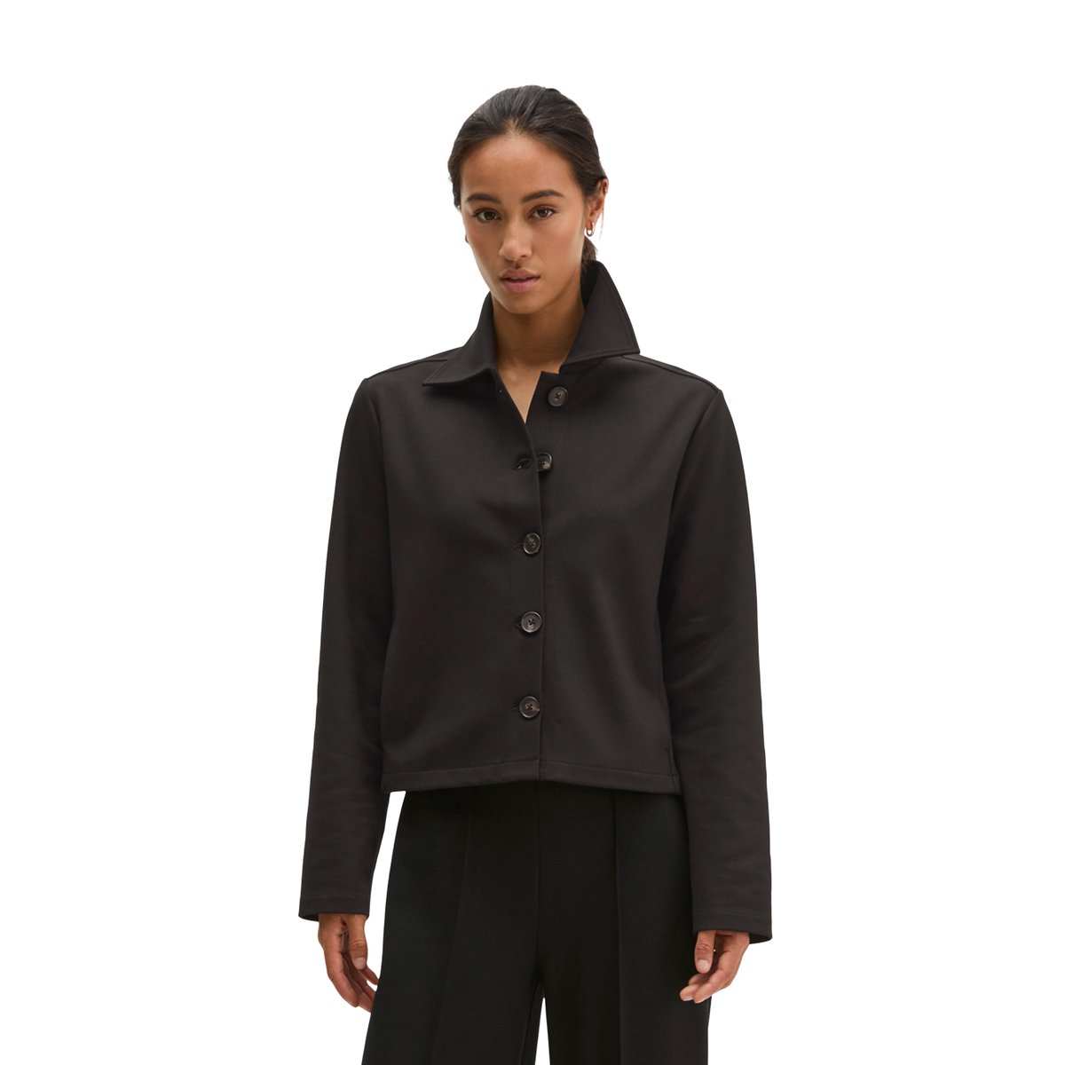 Veste en jersey, coupe regular, courte en interlock doux noir, MARC O'POLO