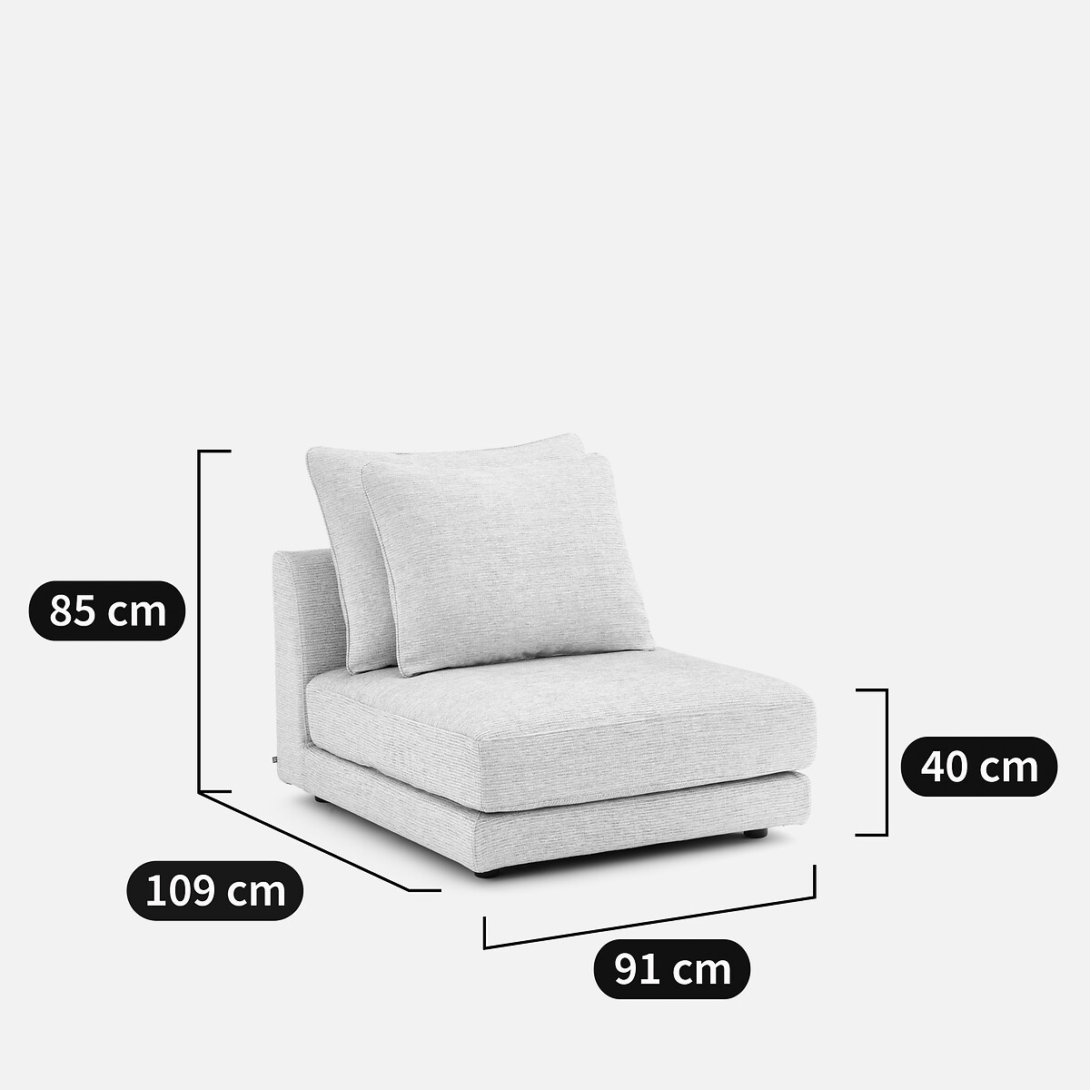 Butaca modular de algodón reciclado, TIBERIO gris claro , AM.PM