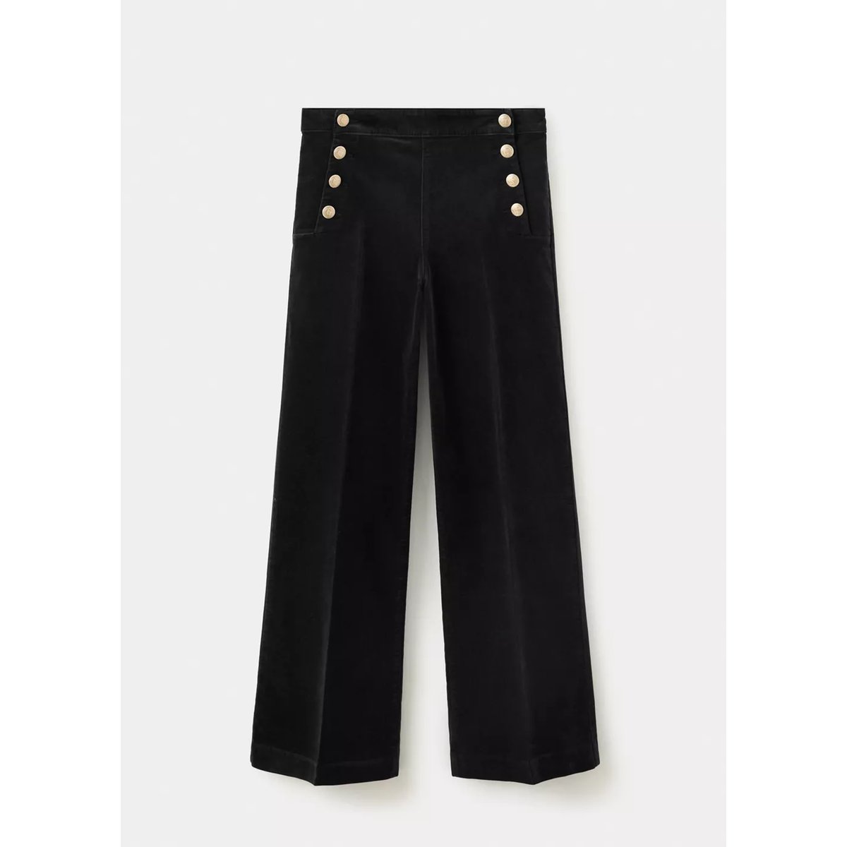 Jean wide leg boutons latérales black denim, MANGO