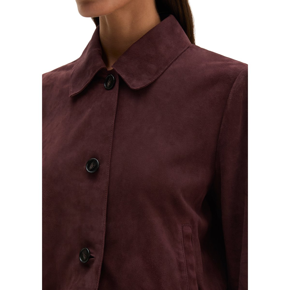 Veste en cuir velours fitted en cuir de chèvre souple rouge, MARC O'POLO