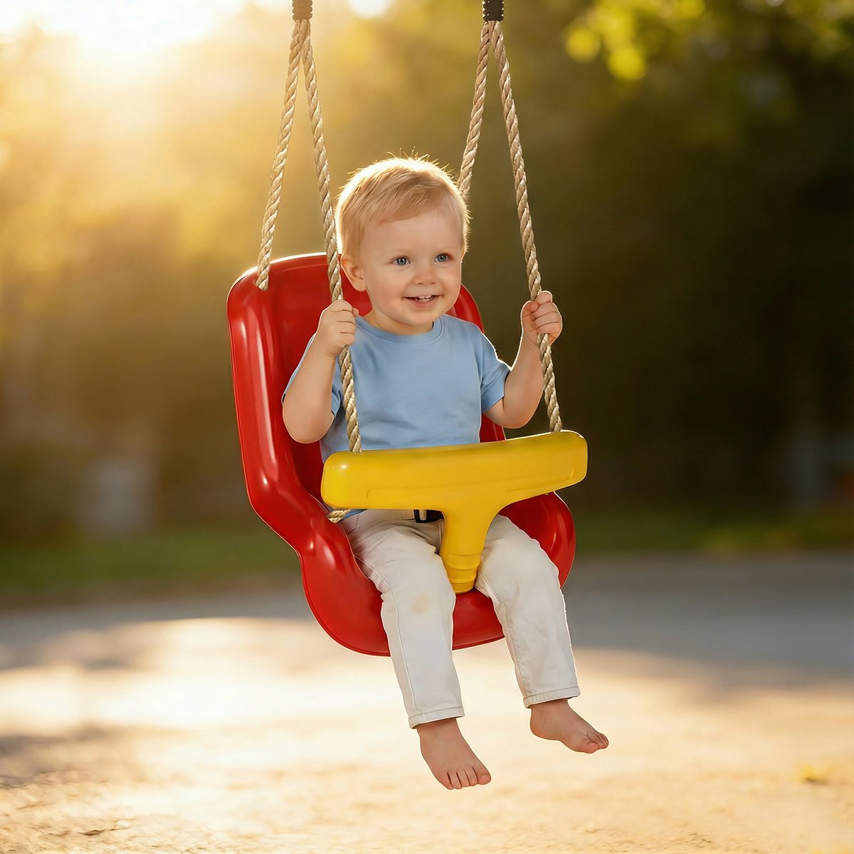 Balançoire pour enfants PE Rouge rouge et jaune, AIYAPLAY