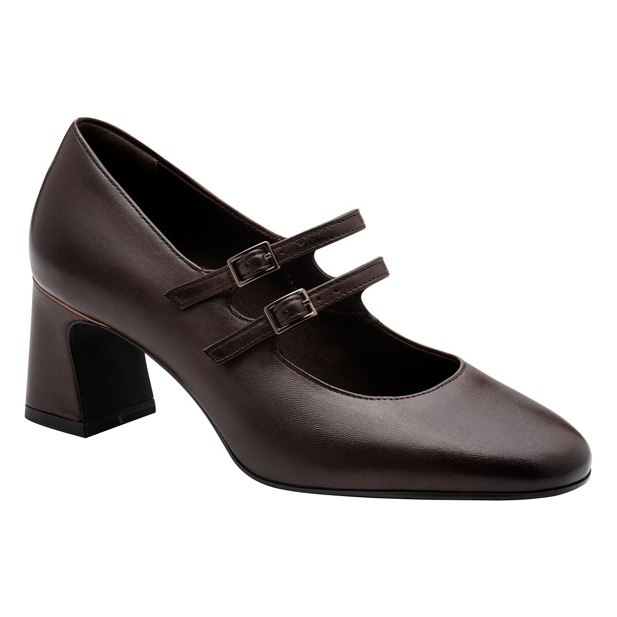 Riemchenpumps aus Leder, Absatz braun, TAMARIS