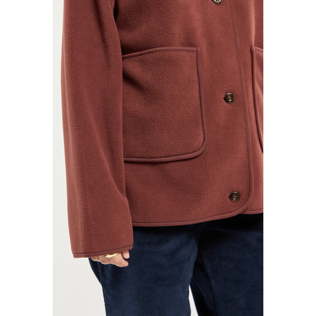 Polaire boutonnée MERSONI cabernet/brique, BERMUDES