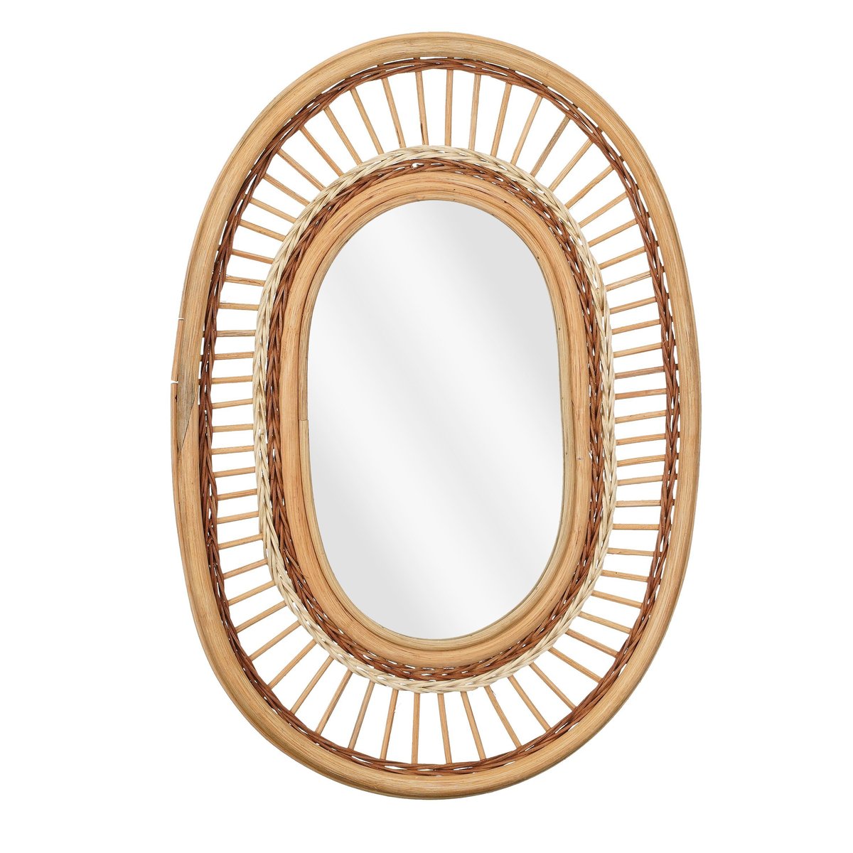 Miroir mural en rotin tressé OVAL ocre, MICA DECORATIONS