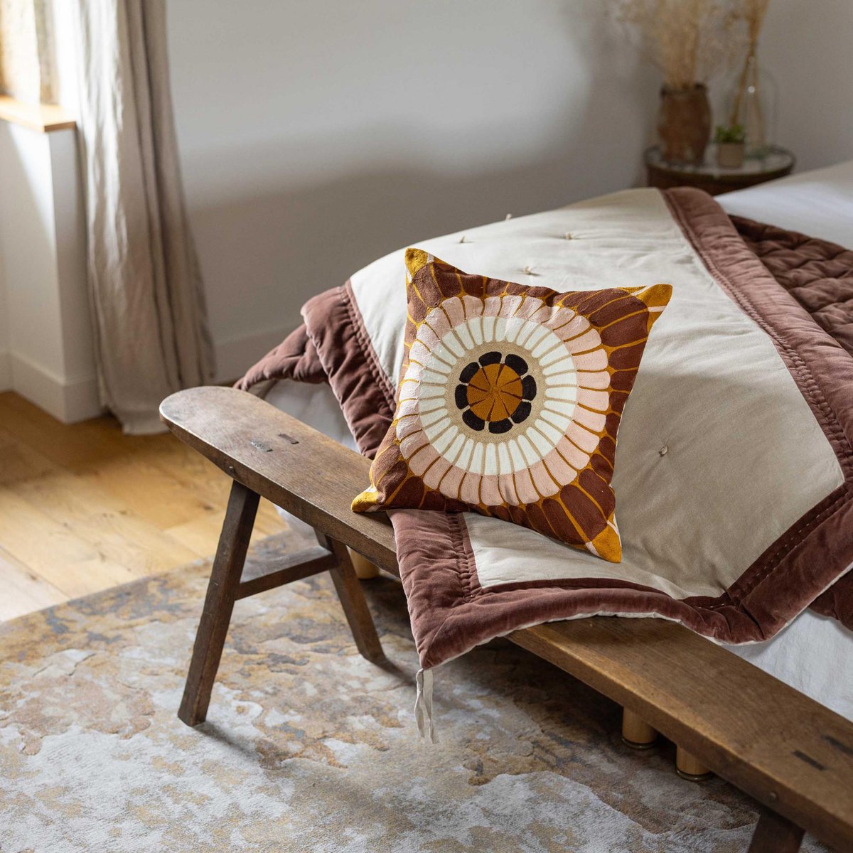 Coussin brodé Zeno foret, VIVARAISE