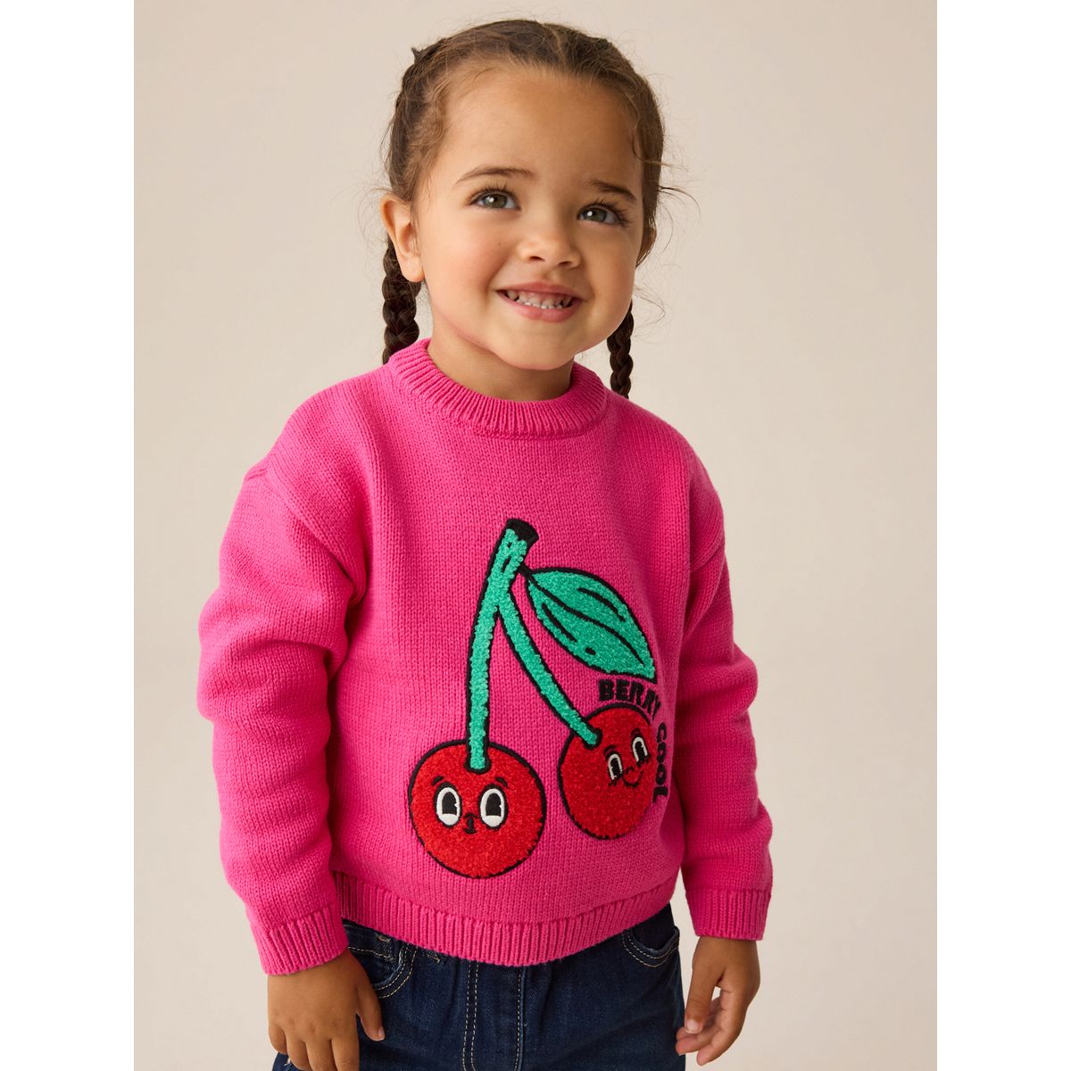 Pull en maille avec cerise brodée rose, NEXT