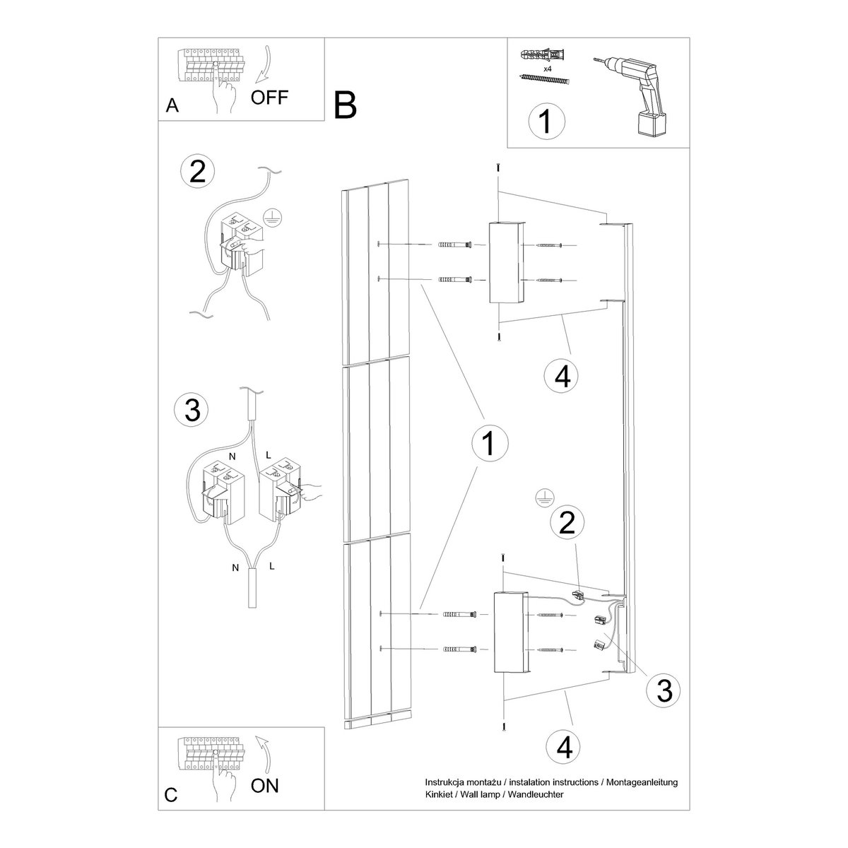 Applique murale Aluminium Noir LED 1 Sappo noir, EDEN