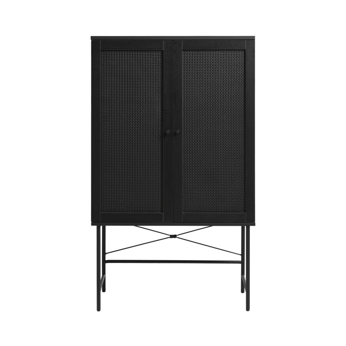 Buffet haut 2 portes bois et métal H135cm- RINTO noir, DRAWER