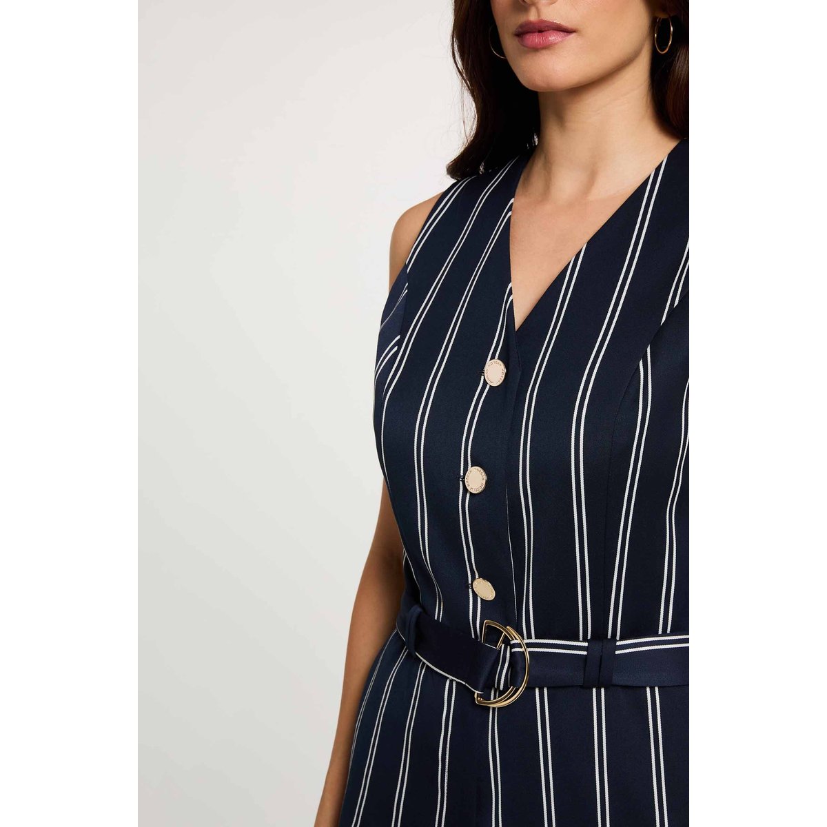 Combinaison sans manches col v bleu marine, MORGAN