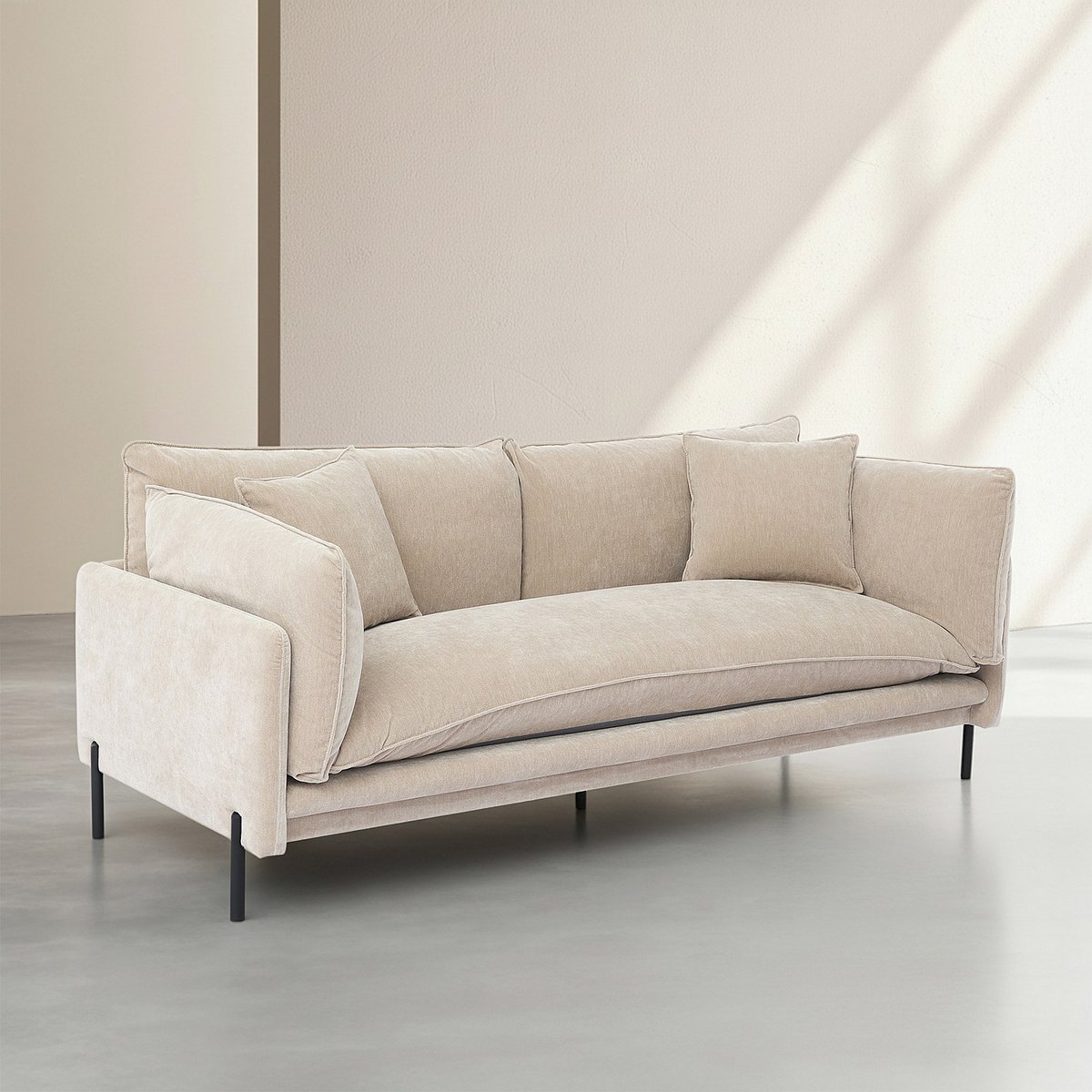 Canapé déhoussable en tissu garni de plumes FEATH ll taupe, HABITAT
