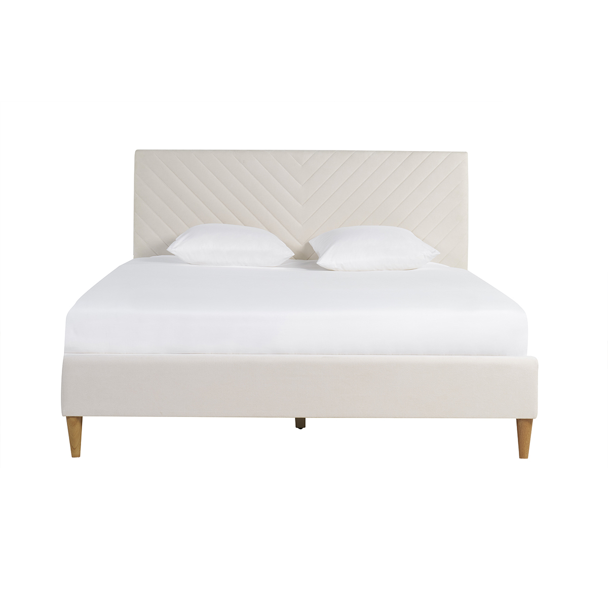 Lit 2 places 160x200 en tissu beige SIDONIE beige, MILIBOO
