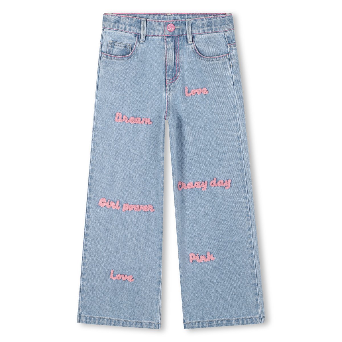 Pantalon en denim brodé double stone+bleach, BILLIEBLUSH
