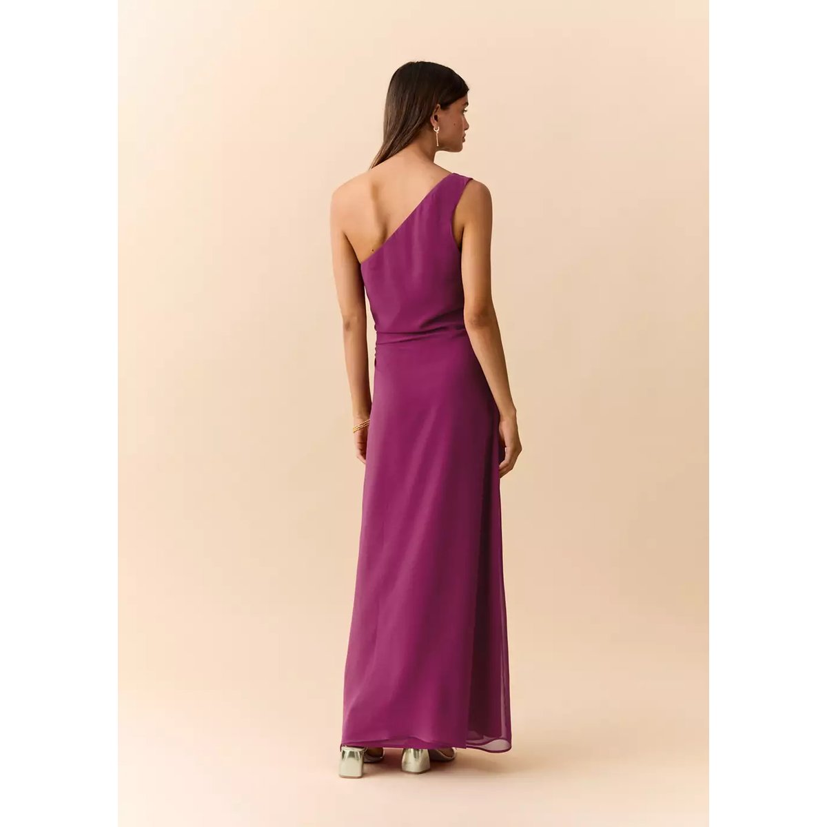 Robe asymétrique froncée latérale rose, MANGO TEEN