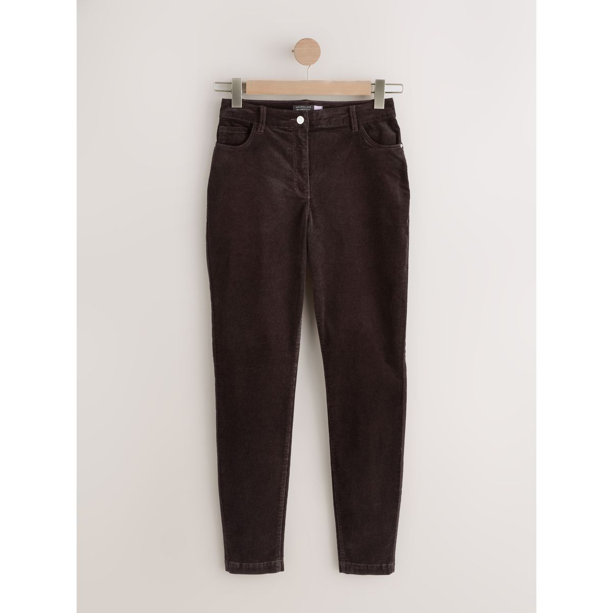 Pantalon sablier skinny en velours zippé marron chocolat, NEXT