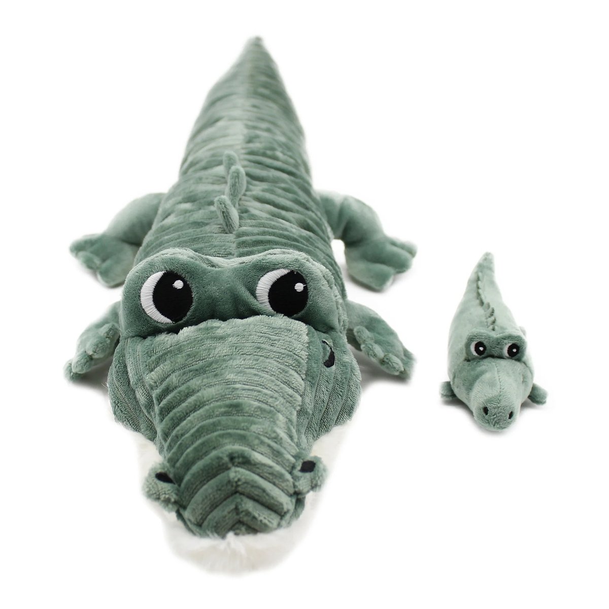 Peluche Croketou le crocodile maman et bébé bleu, blanc, LES DEGLINGOS