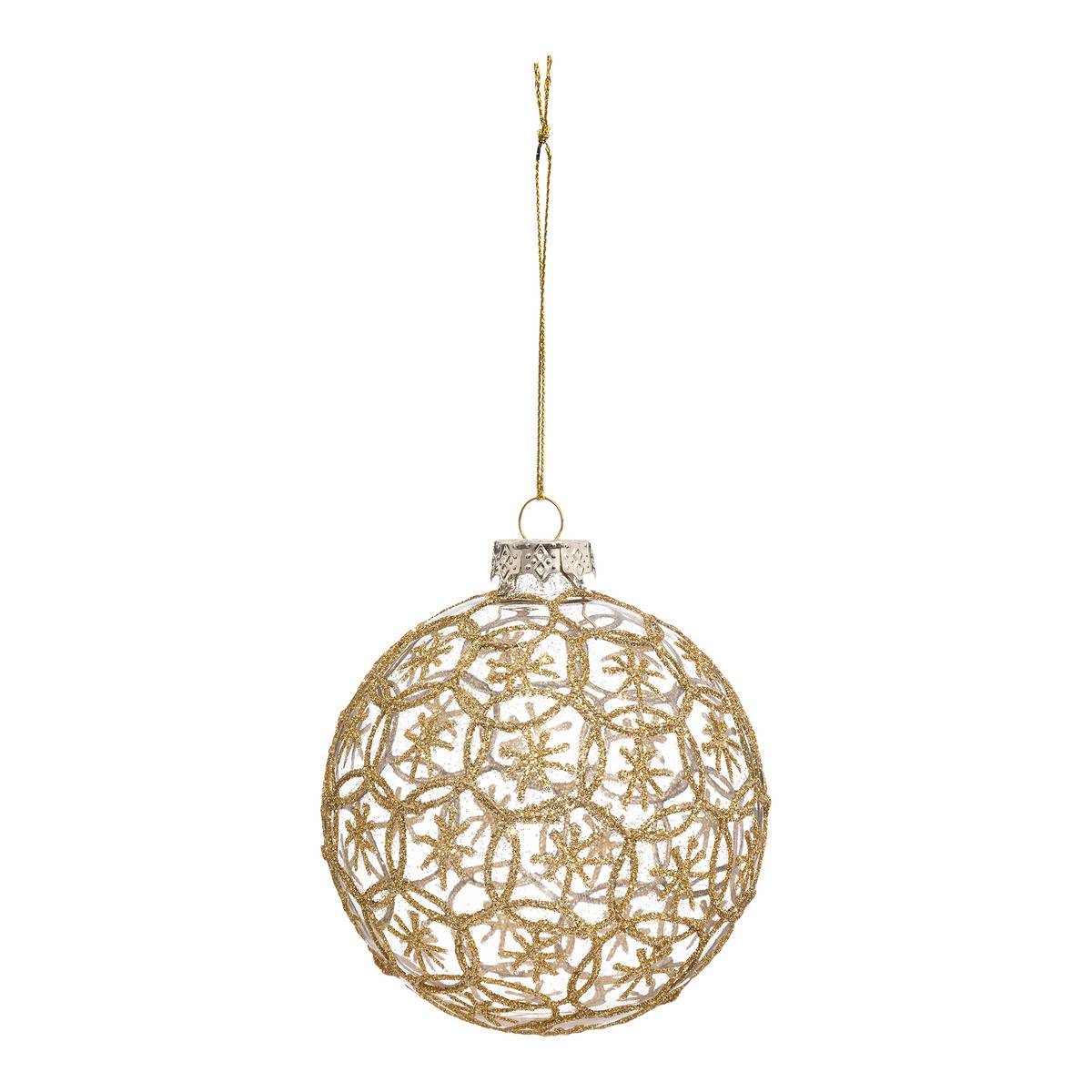 Boule ronds et étoiles 10 cm verre doré, FEERIC LIGHTS & CHRISTMAS