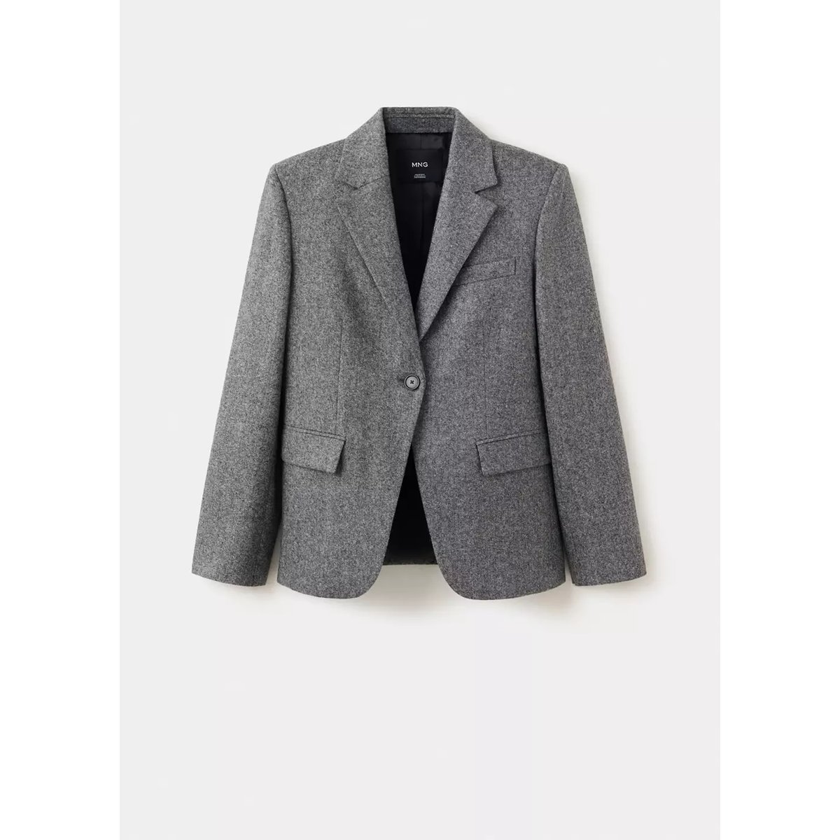 Blazer costume laine jaspée gris chiné moyen, MANGO