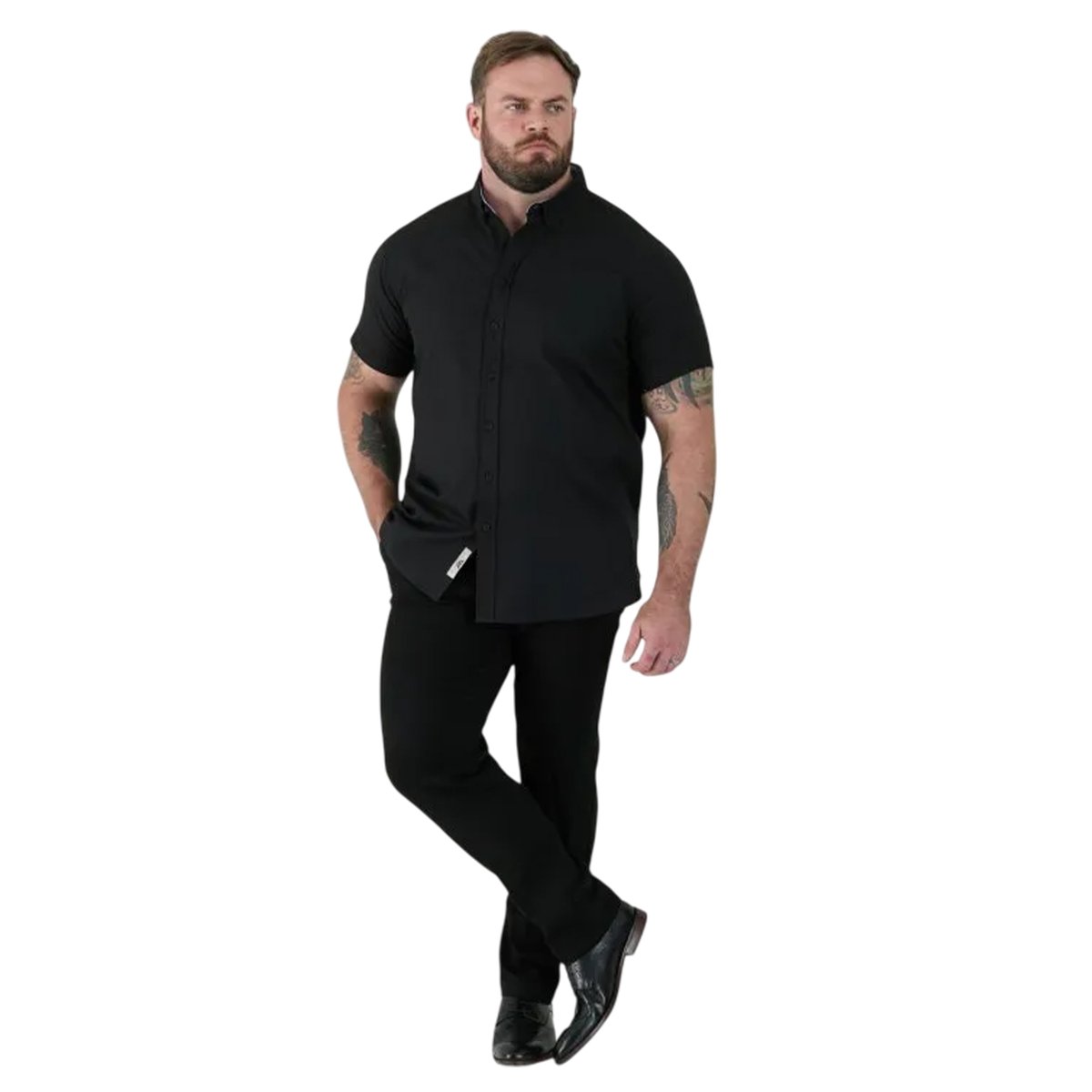 Chemise longue manches courtes taille grand JAMES noir, DUKE