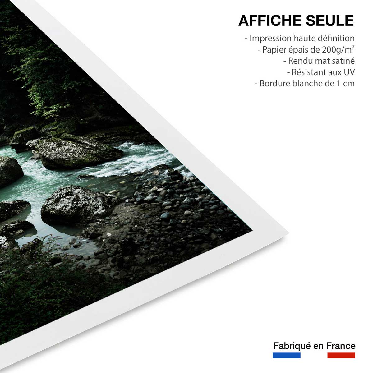 Affiche paysage riviere en montagne affiche seule, HEXOA