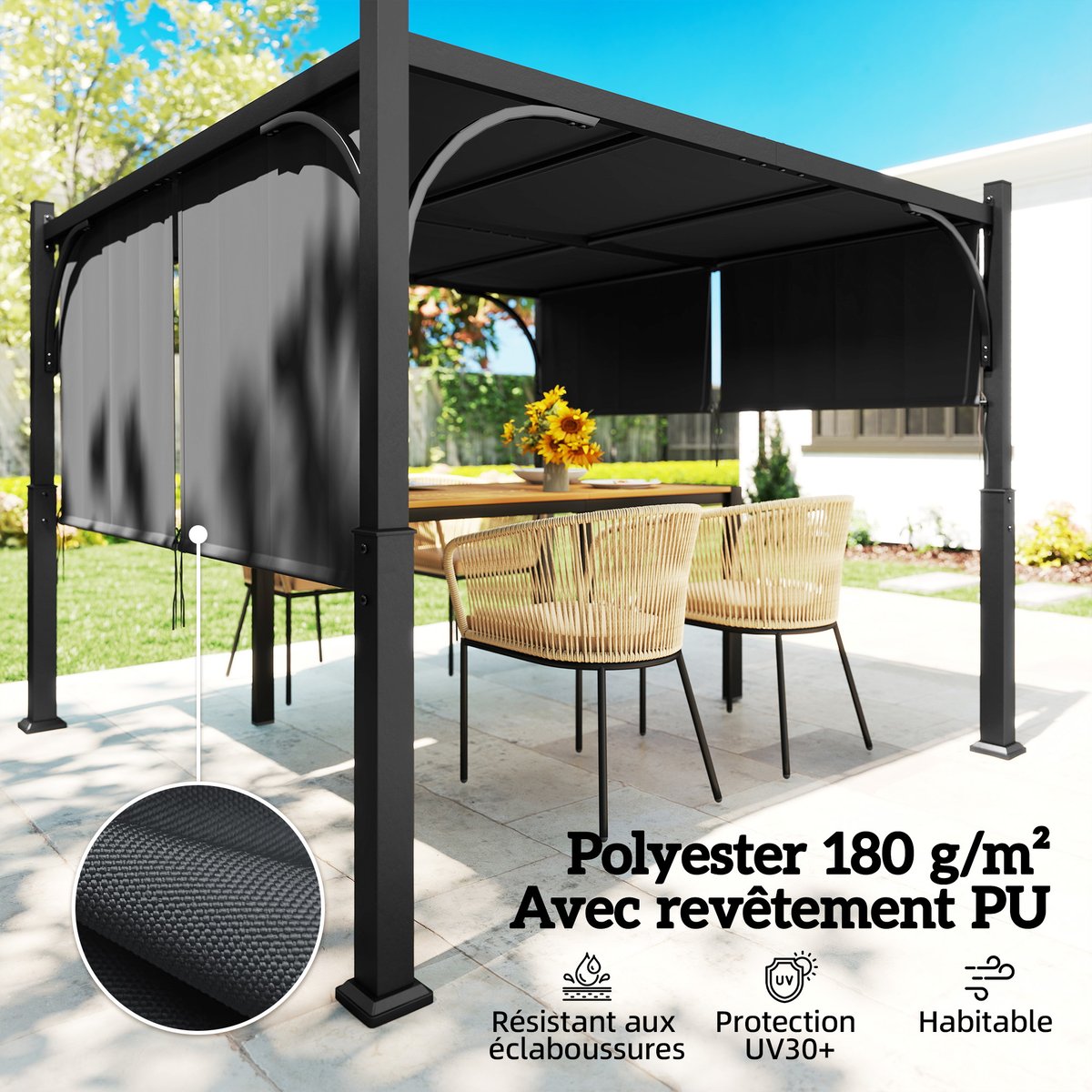 Pergola et gazebo Métal galvanisé Gris foncé gris, OUTSUNNY