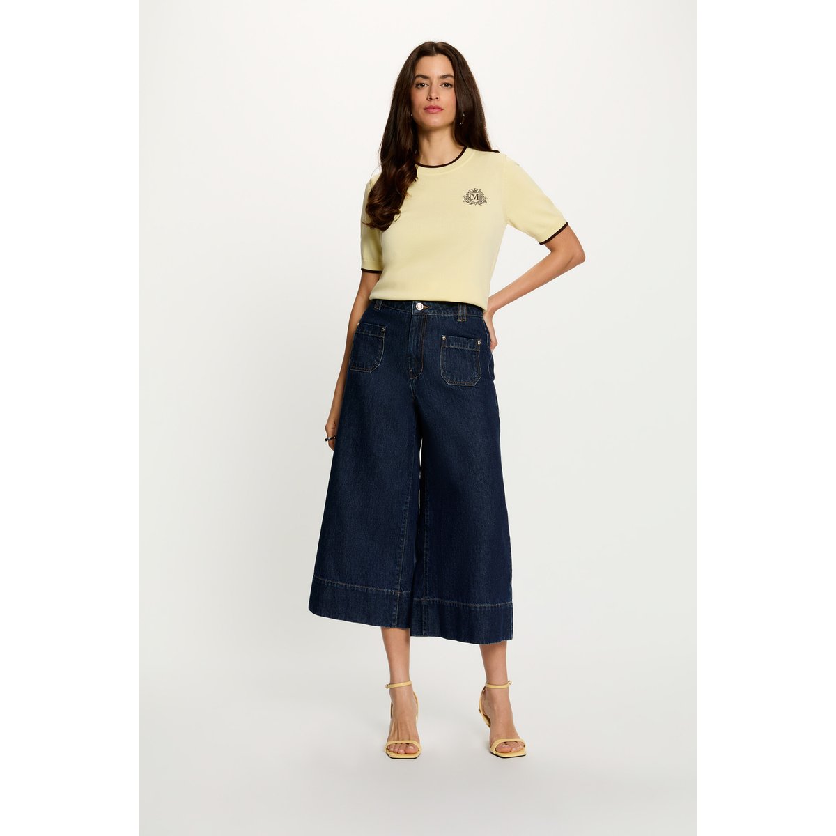 Pull manches courtes jaune pastel, MORGAN