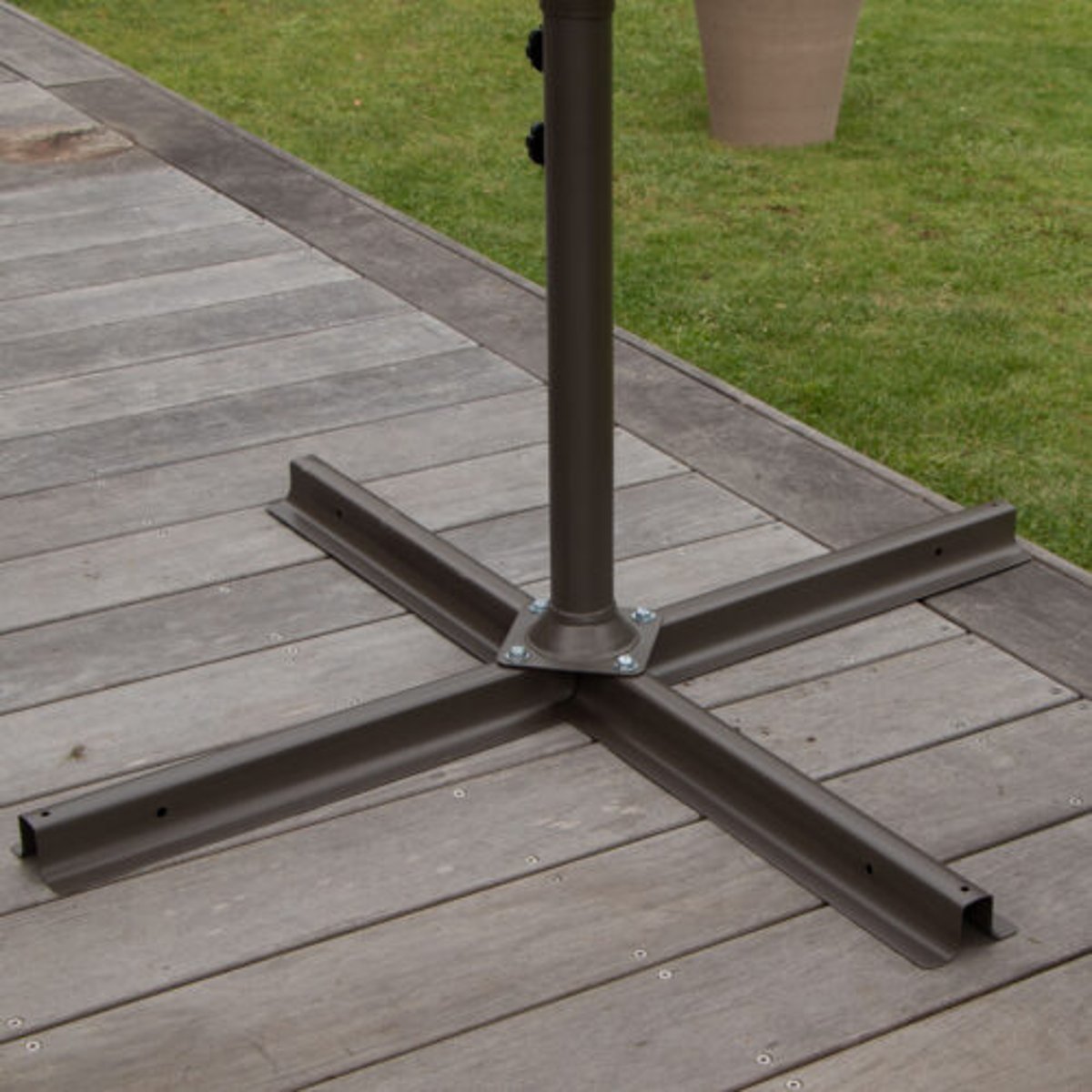 Parasol rond avec pied beige, WILSA GARDEN