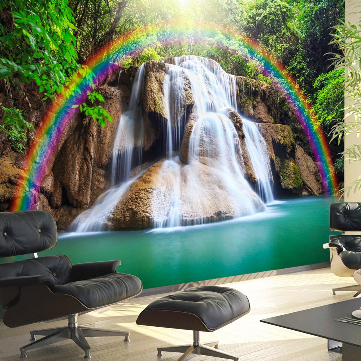 Papier peint intissé panoramique Paysage Waterfall of Fulfilled Wishes vert, EDEN