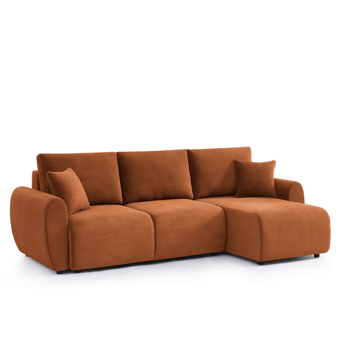 Canapé d'angle convertible velours  DANILO terracotta, BAÏTA