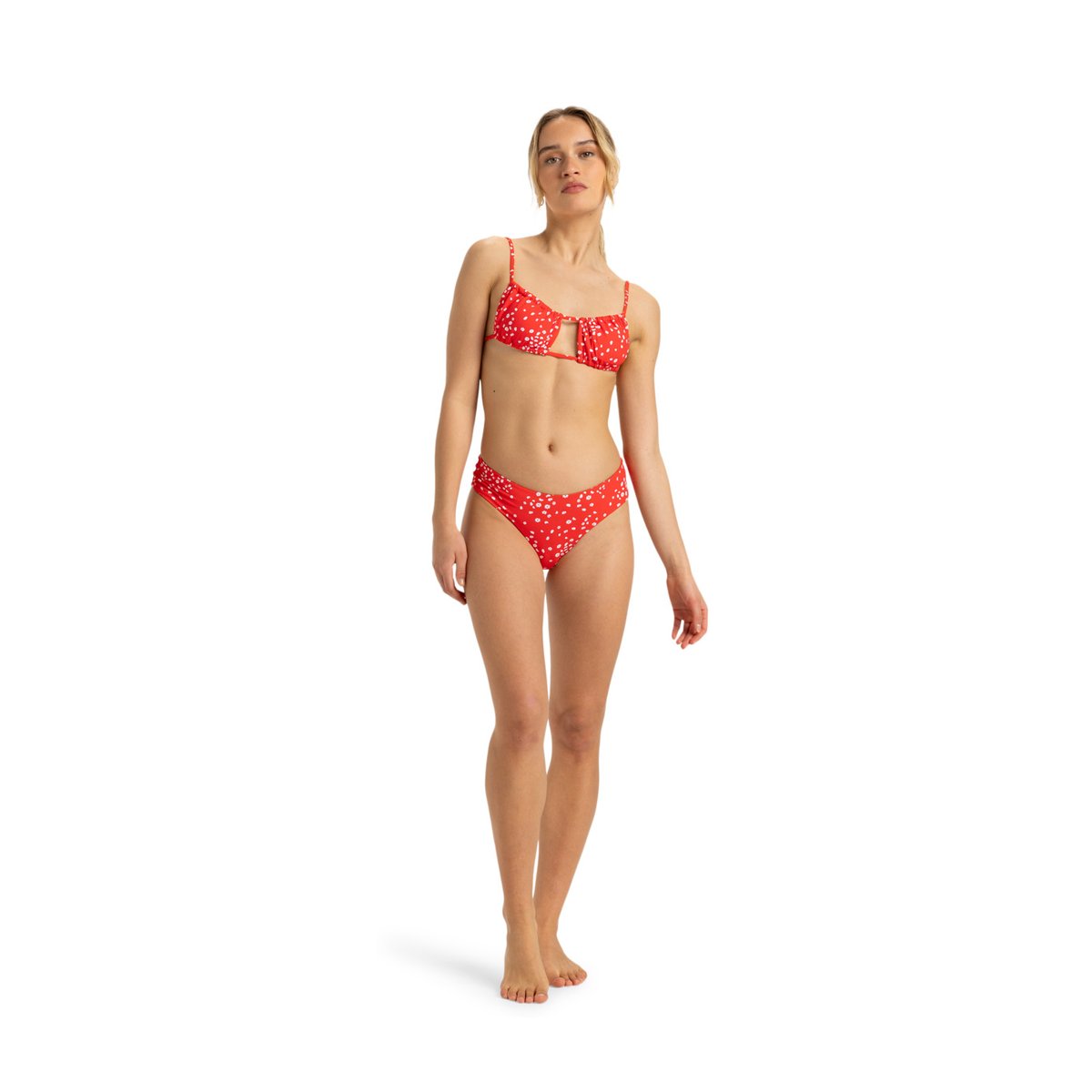Haut de maillot de bain brassière PT BEACH CLASSICS. rouge poppy red dancing ditsy swim, ROXY
