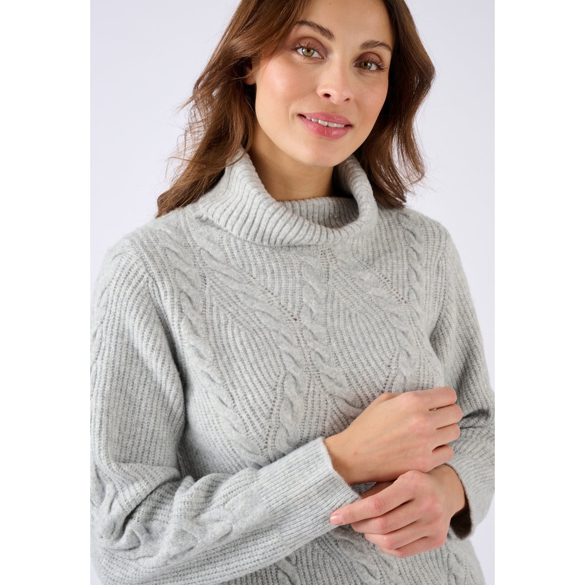 Pull col roulé torsadé Thermolactyl gris chiné, DAMART