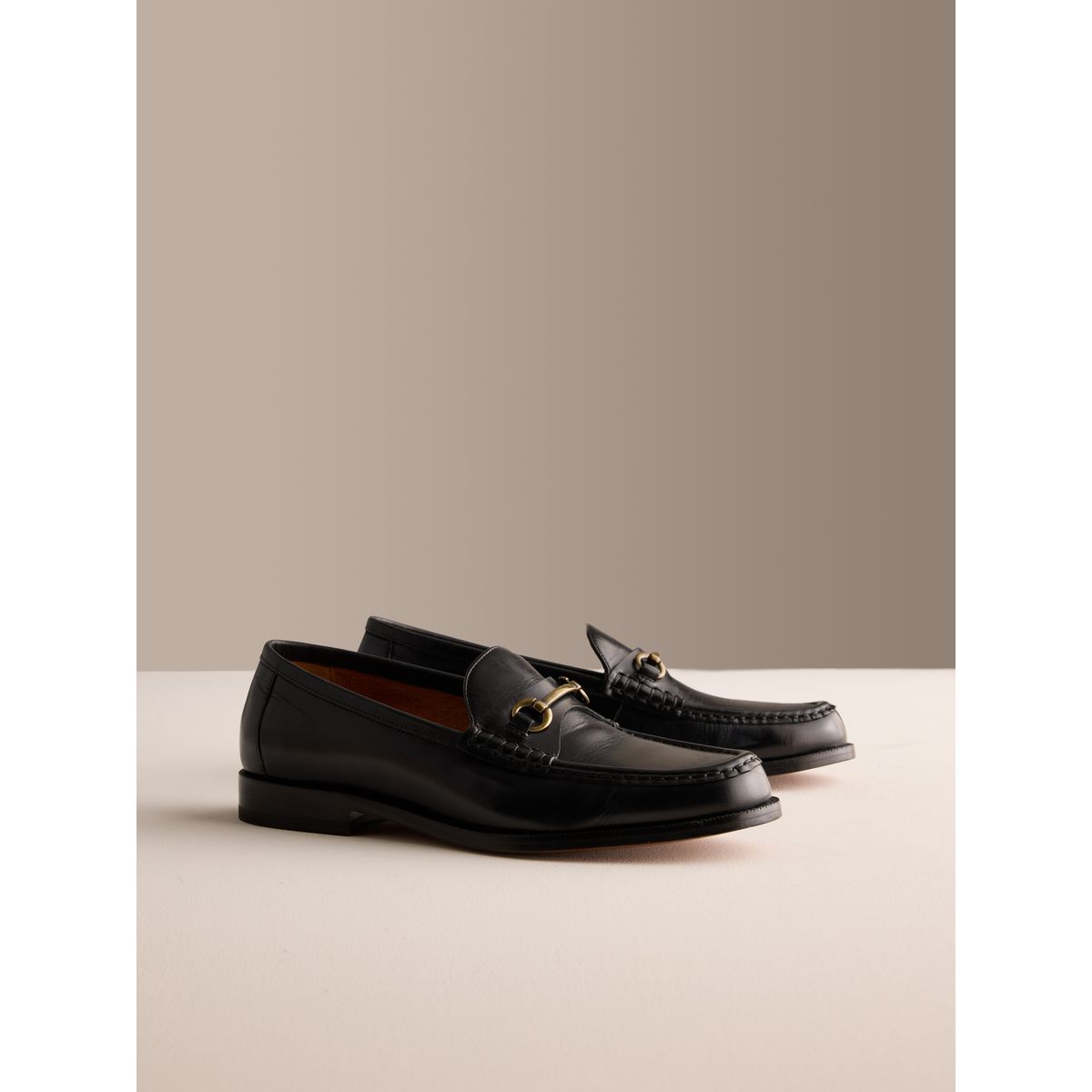 Mocassins à semelle en cuir et mors signature noir, NEXT