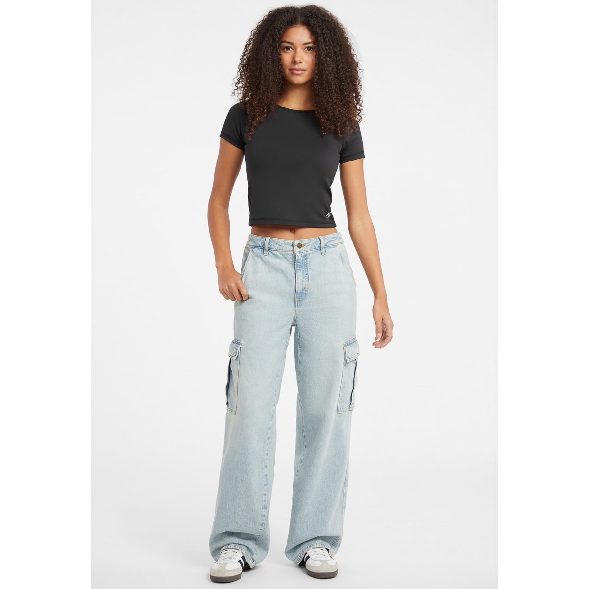 Crop Top En Microfibre noir, GUESS JEANS