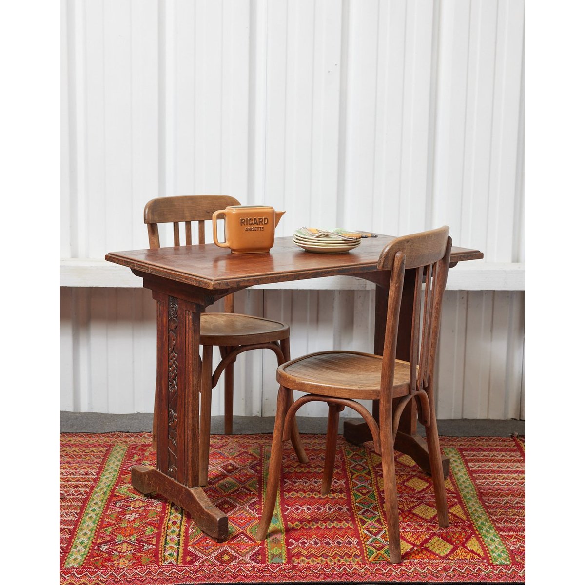 Table à manger bistro Art déco Denise N°1188 - Bon état bois foncé, DEBONGOUT