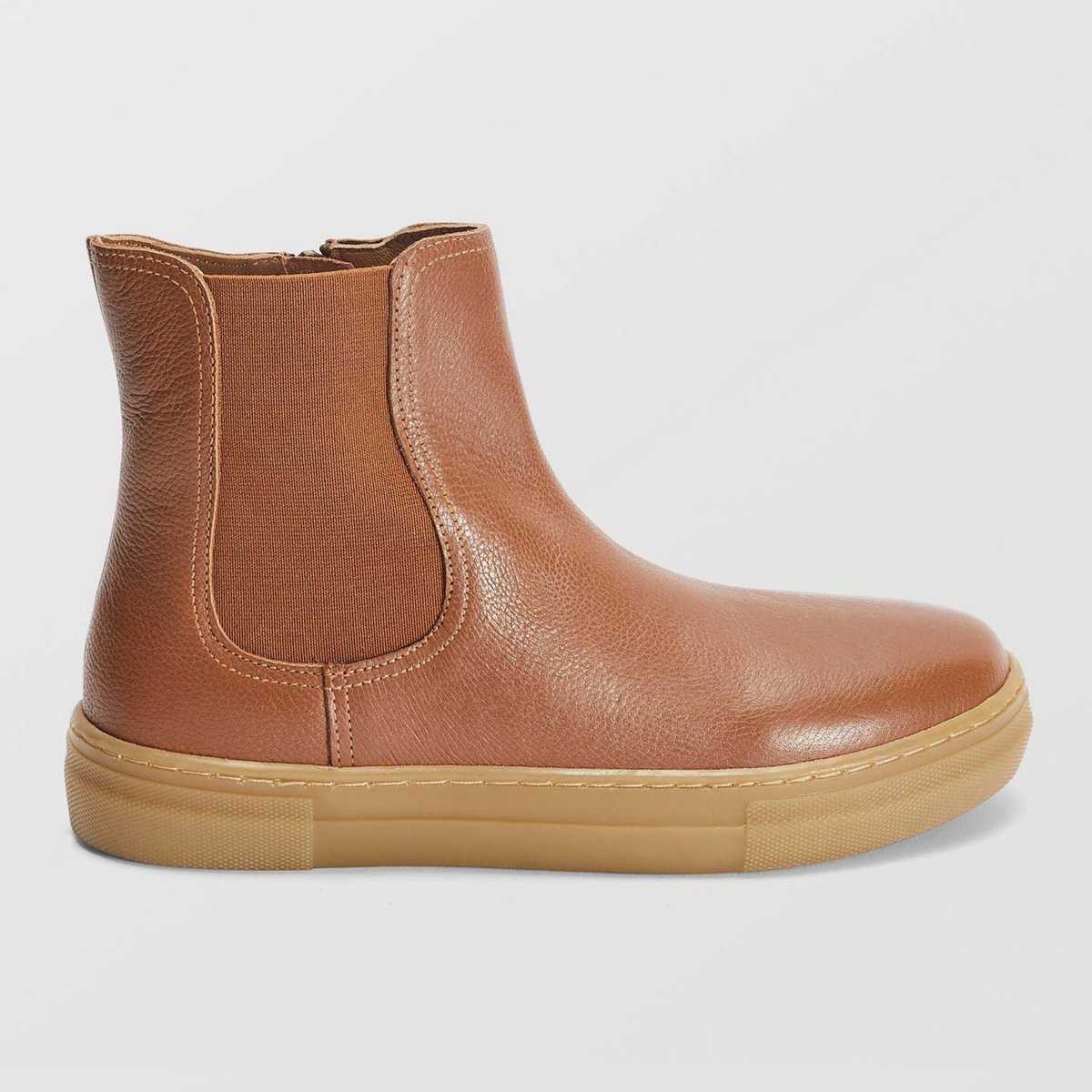 Boots en cuir tan, MONOPRIX