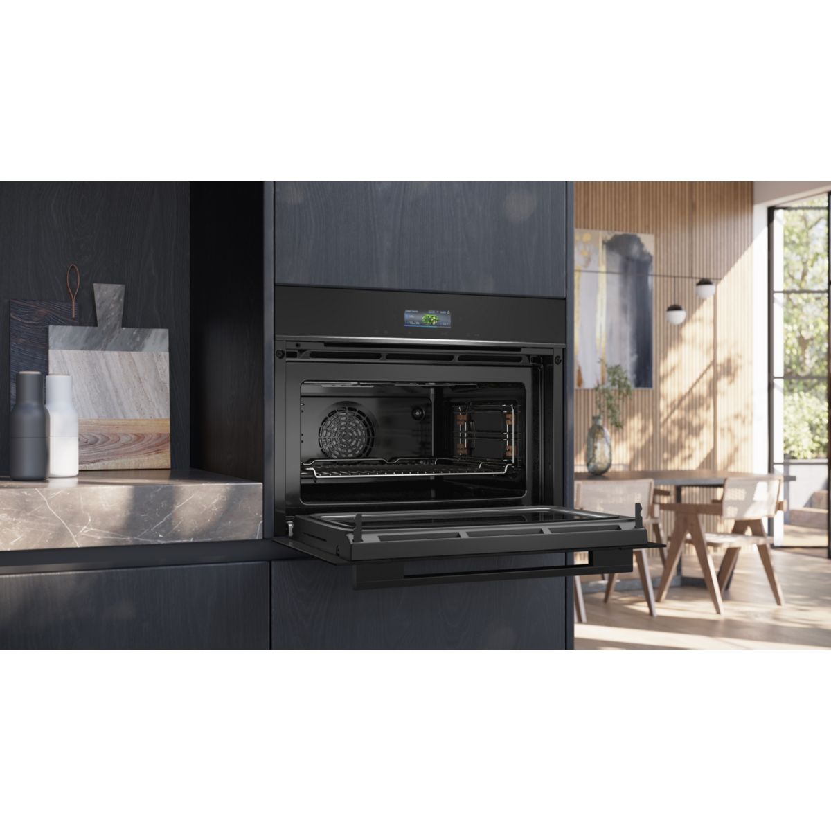 Four encastrable CM724G1B1 iQ700 - Compact 45cm, Combiné Micro-ondes, Nettoyage HumidClean, Wifi couleur unique, SIEMENS