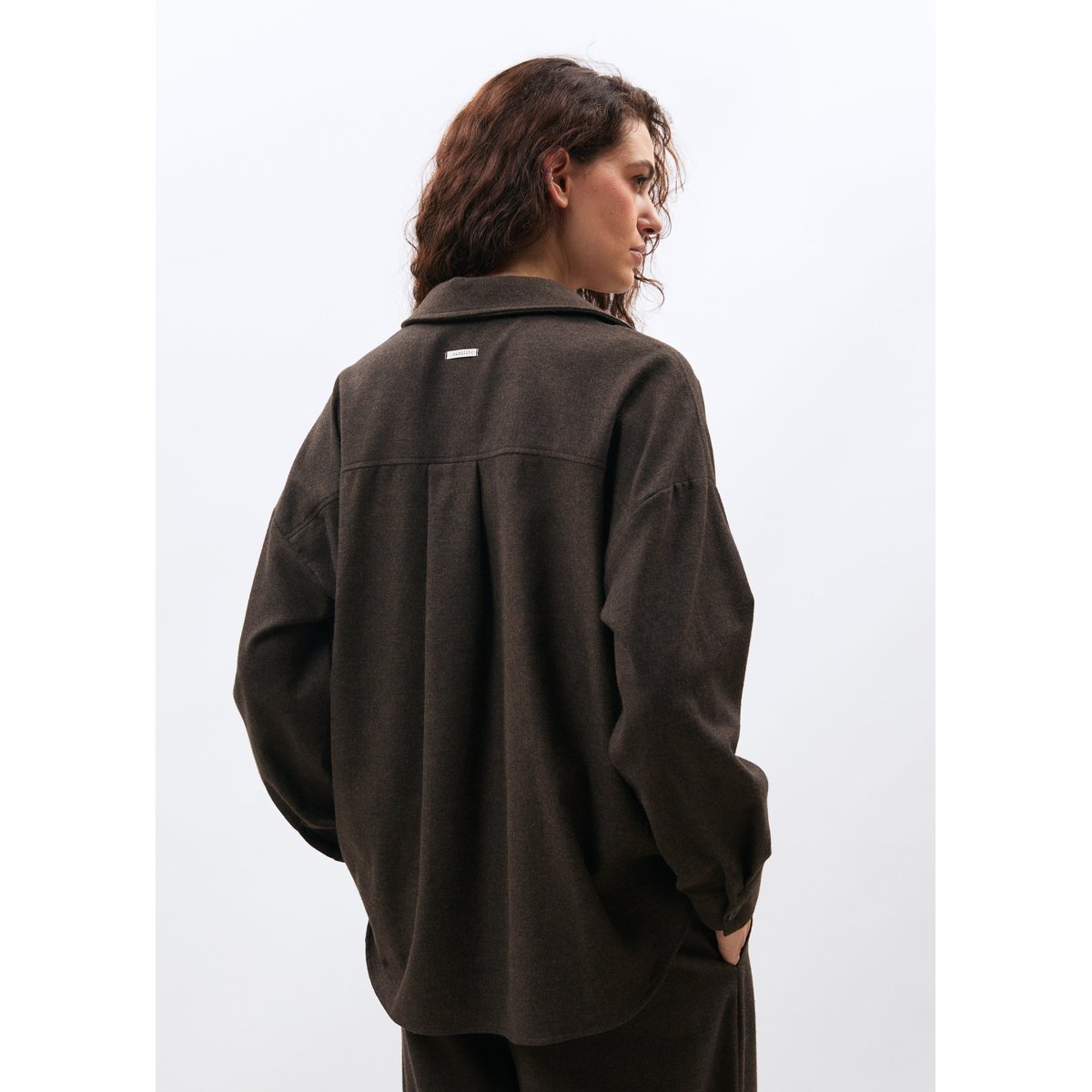 Chemise oversize en flanelle à chevrons chocolat, HUMILITY