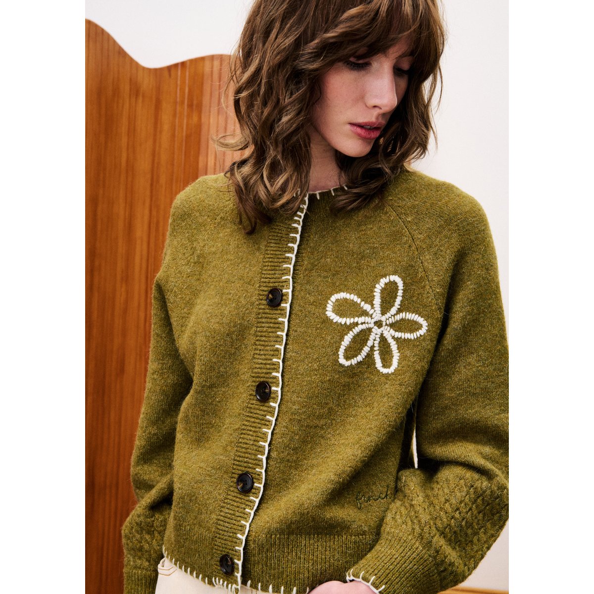 Cardigan  BERGAMOTE vert kaki, FRNCH