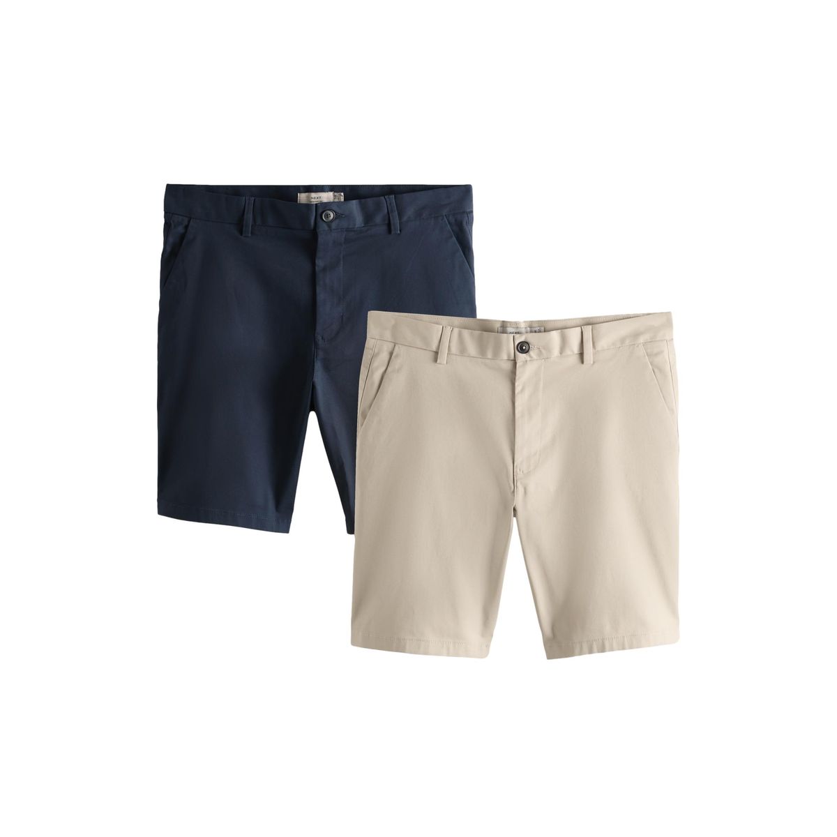 Short chino stretch, lot de 2 bleu marine/grège, NEXT