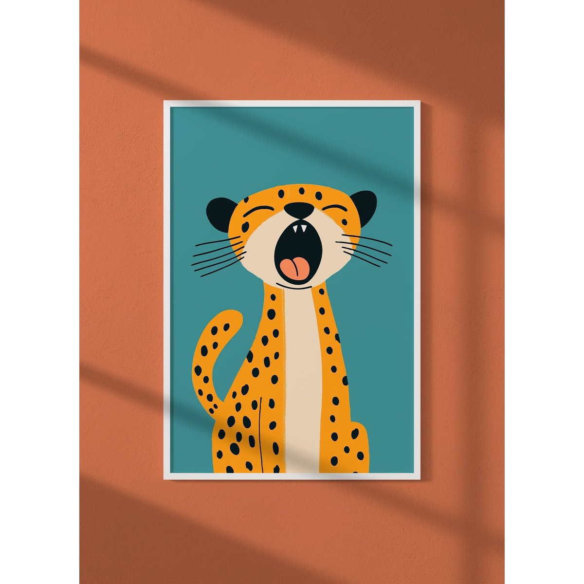 Affiche Guépard qui baille blanc, L'AFFICHERIE